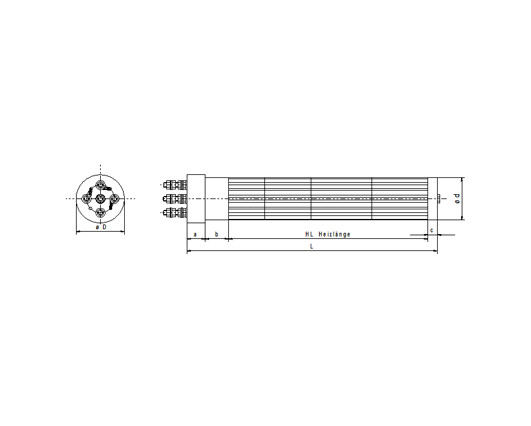 heating cartridge sectional heater 4 Volta example drawing
